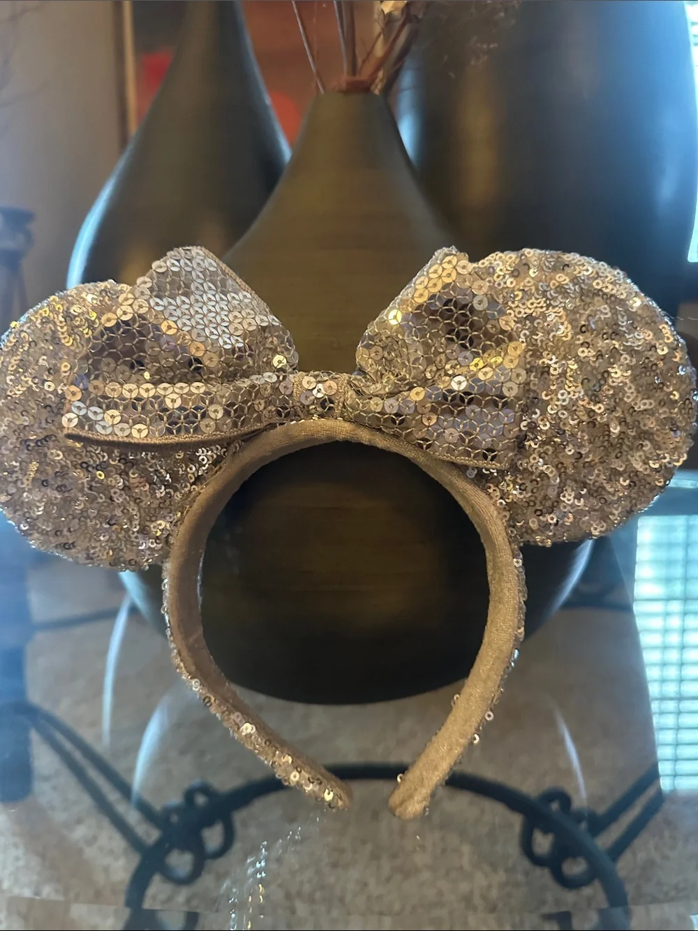 Sparkle Sequin Mouse Ear Headband — Silver